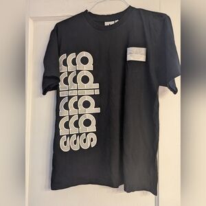 Adidas Black Tee with White Logo Design
